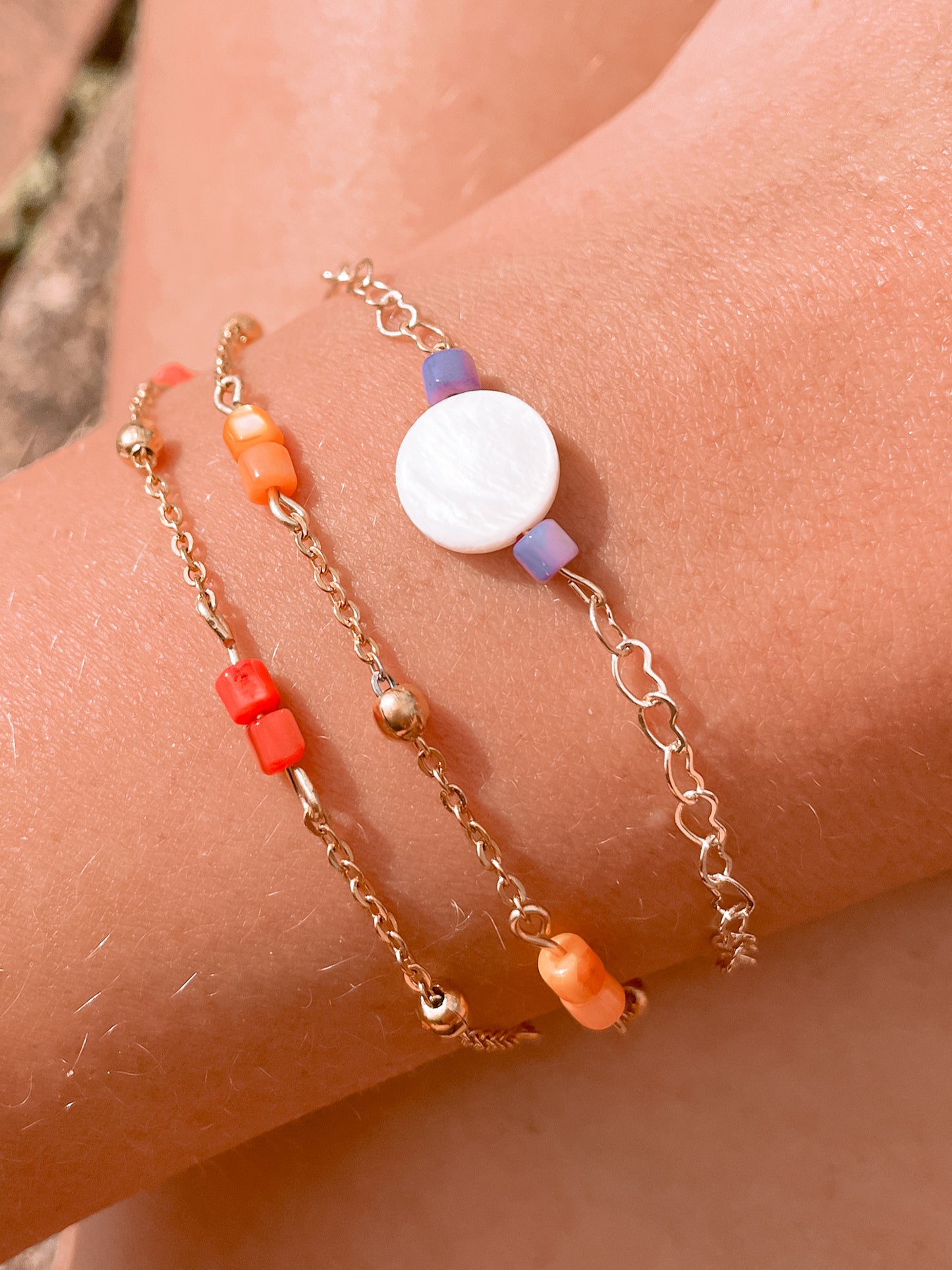 Orange seashell bracelet