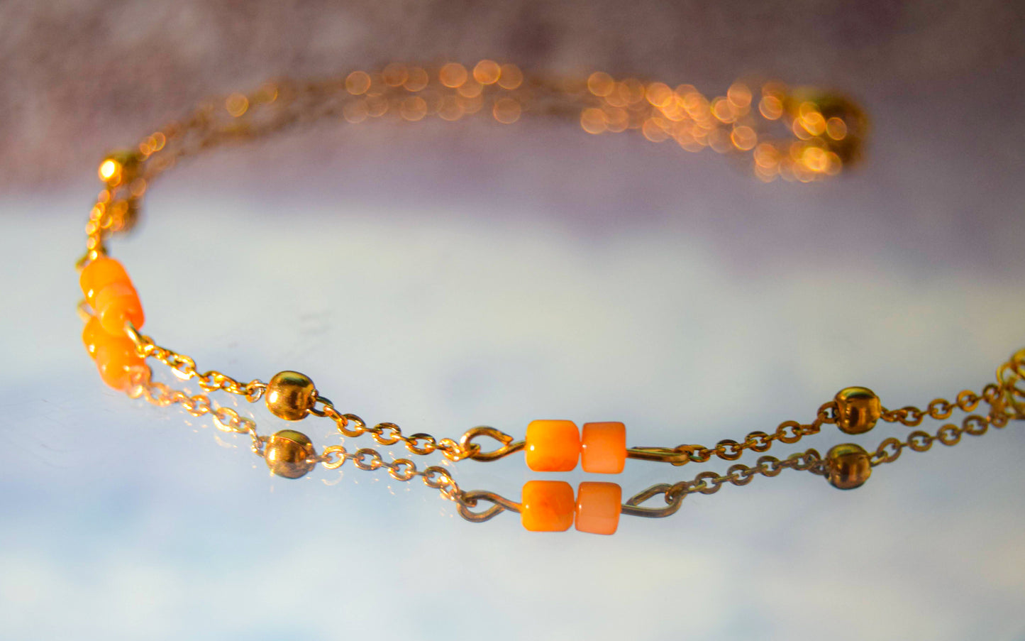 Orange seashell bracelet