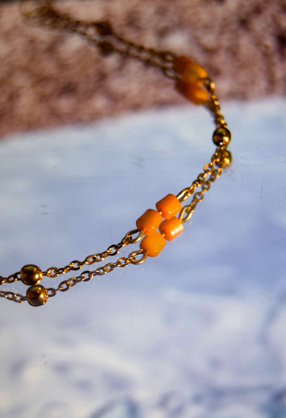 Orange seashell bracelet