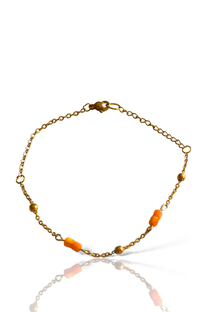 Orange seashell bracelet