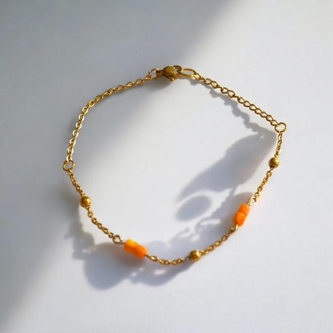 Orange seashell bracelet