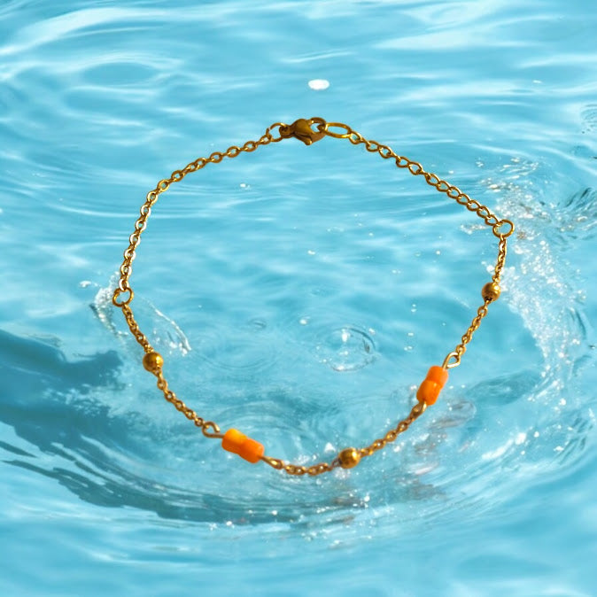 Orange seashell bracelet