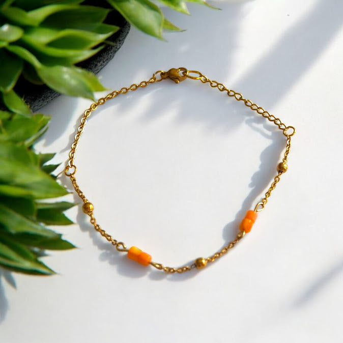 Orange seashell bracelet