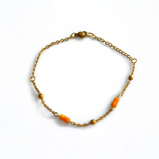 Orange seashell bracelet